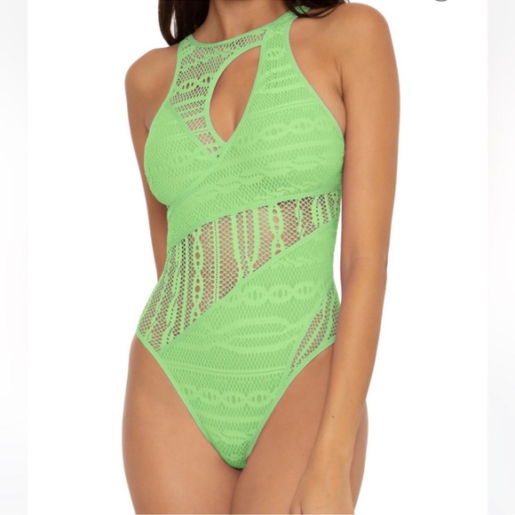 BECCA color play high neck one piece bathing suits - Picture 2 of 8
